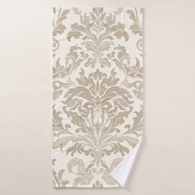 Ivoire Élégance Baroque Damassé Classique Antique (Serviette de bain)
