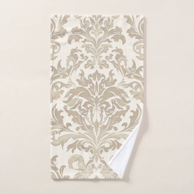Ivoire Élégance Baroque Damassé Classique Antique (Serviette à main)
