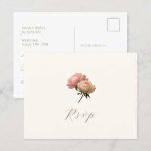 Ivoire et blanc   Carte postale RSVP de mariage ro