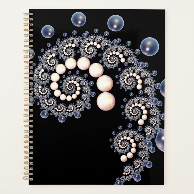 Ivoire et bleu Pearl Spiral Planner (Devant)