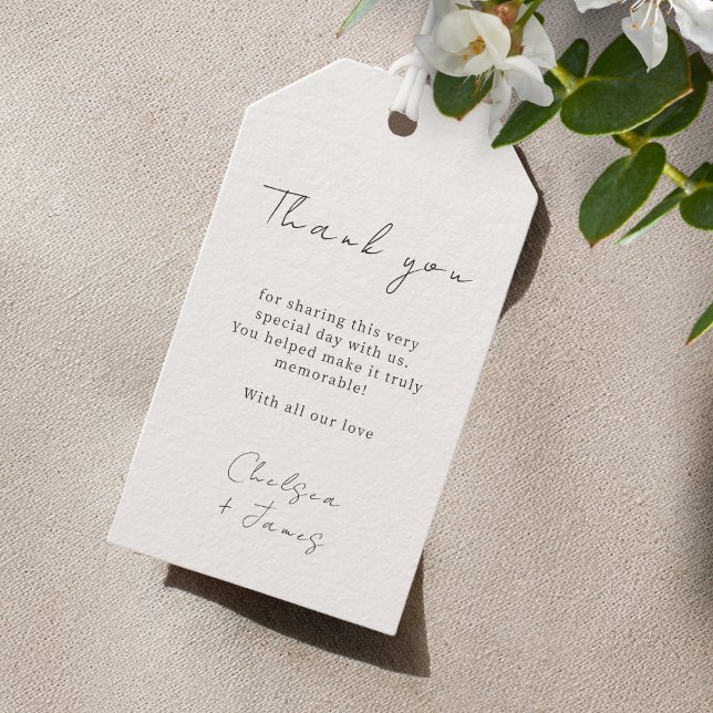 Ivoire | Étiquette cadeau Mariage de script chic (Créateur téléchargé)