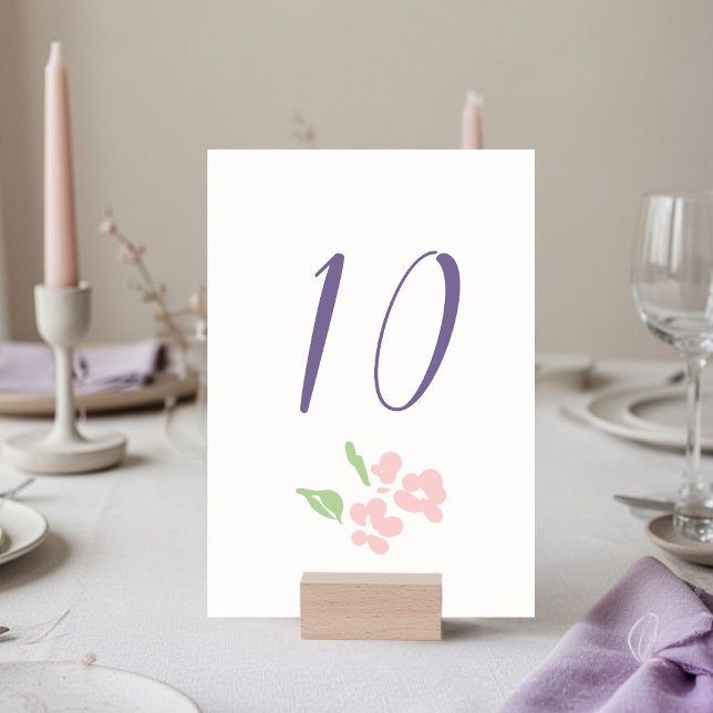 Ivoire | Numéro de table de mariage floral Plat  (Créateur téléchargé)