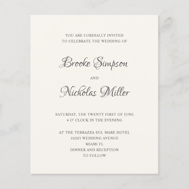 IVOIRE | Simple Élégant Mariage Minimal coût (Devant)