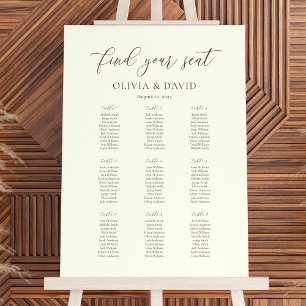 Ivoire & Taupe Élégant Script 9 Tableau de Plan de