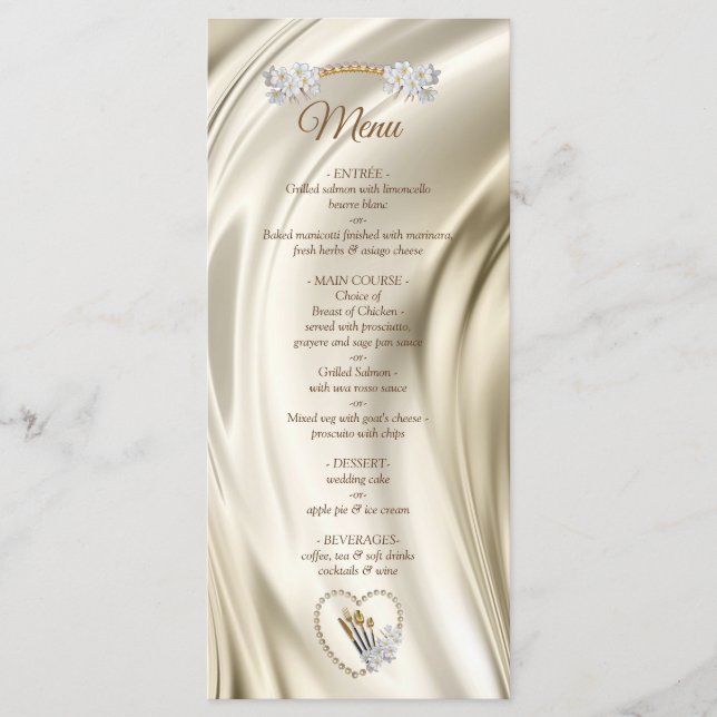 Ivoire, Vert, Bleu, Silk Or & Perles Menu (Devant)