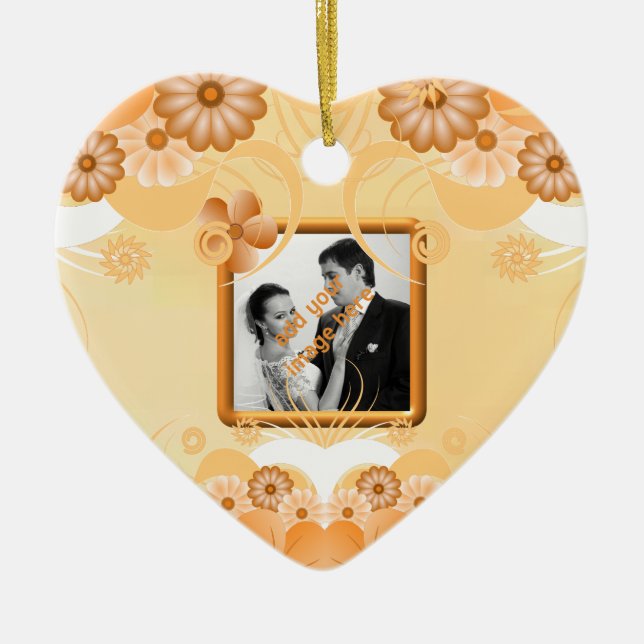 Ivoor Floral Mariage Heart Keepsaké Ornements (Devant)