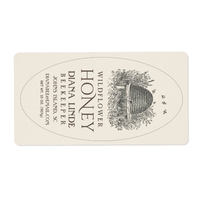 Ivory 16oz Queenline Étiquette de miel Vintage Ske (Devant)