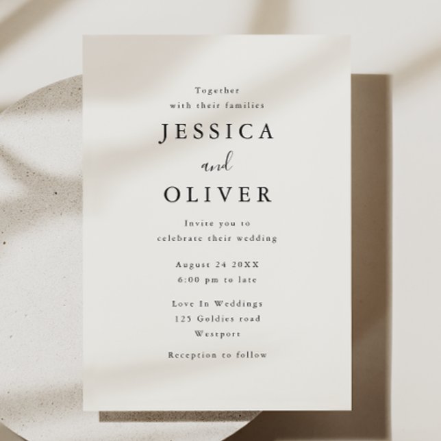 Ivory & Black Elegant Wedding Invitation (Créateur téléchargé)