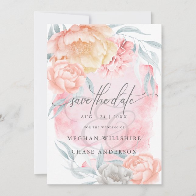 Ivory Blush Rustic Elegant Flowers Invitation (Devant)
