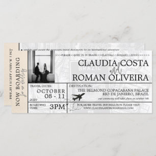 Ivory Brésil Mariage Boarding Pass Invitation