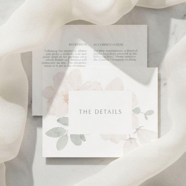 Ivory | Carte de détails de mariage florale à l'aq (Créateur téléchargé)