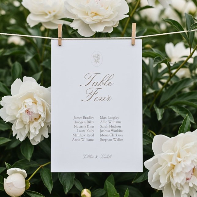 Ivory | Carte de table de mariage avec numéro de i (Créateur téléchargé)