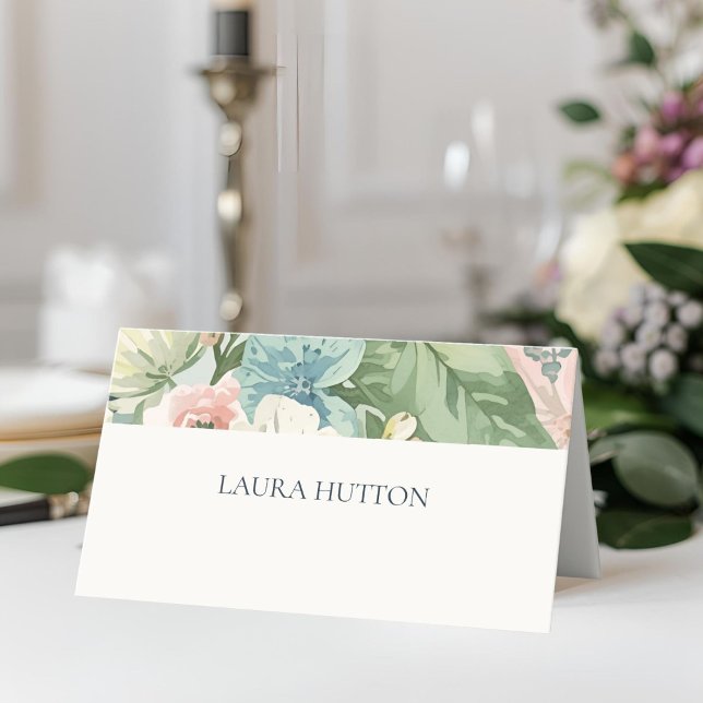 Ivory | Chic Fleurs Aquarelle Cartes de Repas de M (Créateur téléchargé)