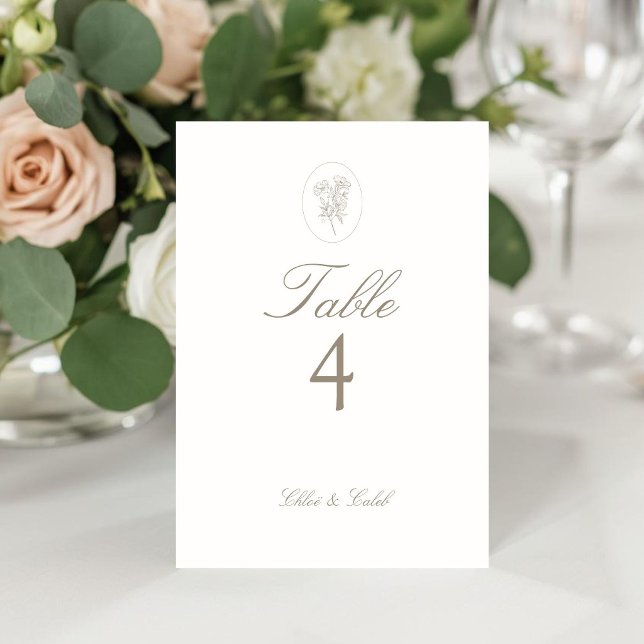 Ivory | Chic Ovale Écriture Table Carte Numéro (Créateur téléchargé)