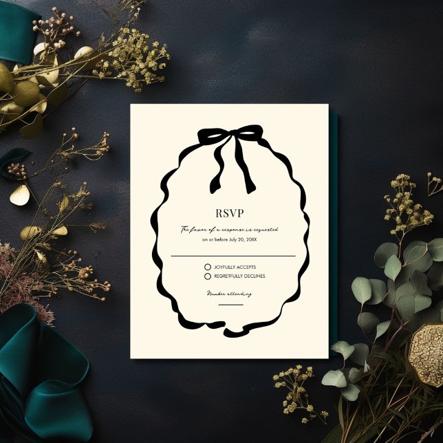 Ivory Coquette Bow Wedding RSVP (Ivory Coquette Bow Wedding RSVP )