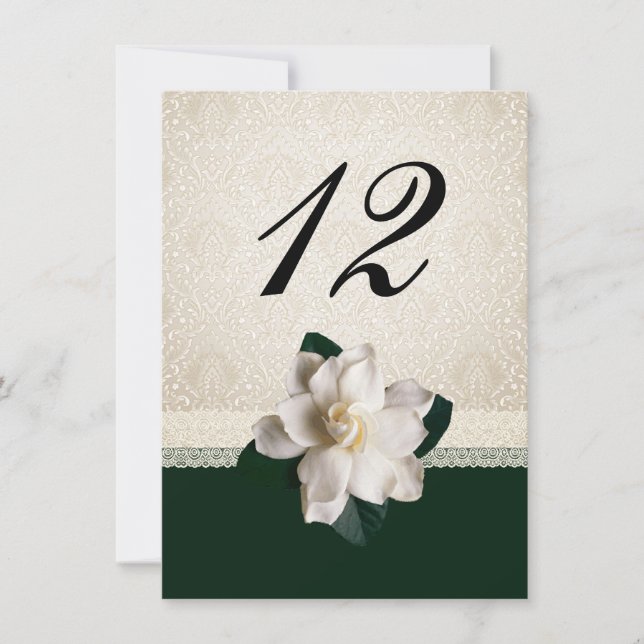 Ivory Damask et Gardenia Mariage Numéro de table (Devant)