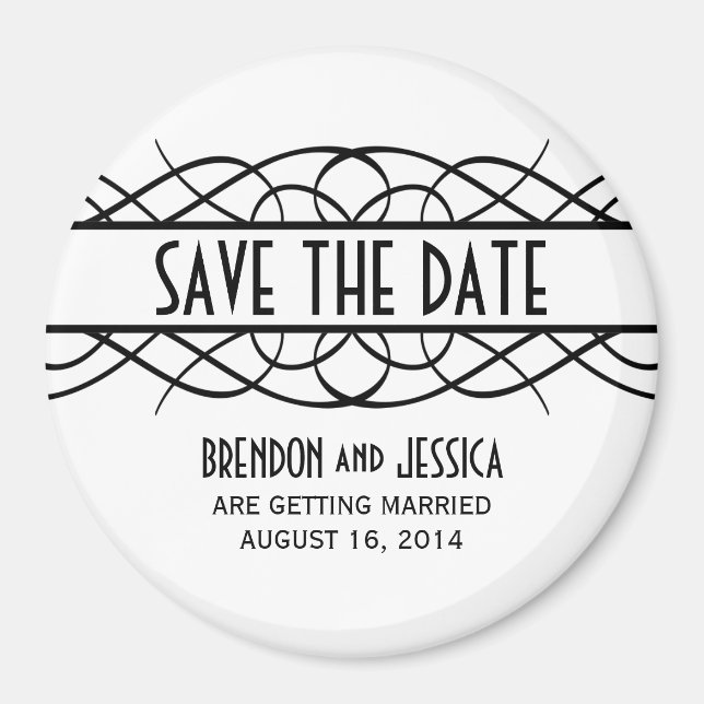 Ivory Deco Flourish Save the Date Magnet (Devant)