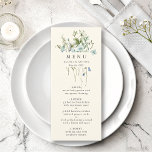 Ivory Elegant Fleur sauvage d'aquarelle Menu Maria<br><div class="desc">Cet élégant menu de mariage propose de beaux fleurs sauvages aquarellés peints à la main, disposés en bouquet, parfaits pour le printemps, l'été ou les mariages de automne. Pour une personnalisation plus avancée de cette conception, cliquez sur le BOUTON OUTIL DESIGN BLEU ci-dessus ! Des articles correspondants sont également disponibles....</div>