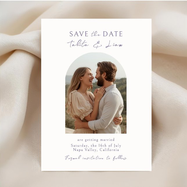 Ivory | Elegant Script Arch Wedding Save the Date (Créateur téléchargé)