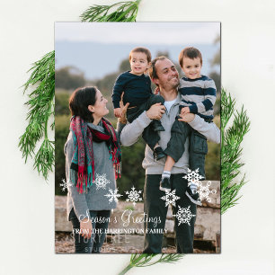 Ivory Elegant Snowflakes Carte photo de vacances