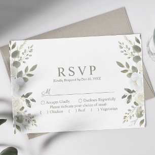Ivory Et Sage Élégant Mariage Floral RSVP