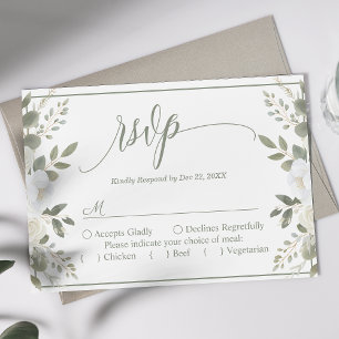 Ivory Et Sage Script Floral Mariage Mariage RSVP