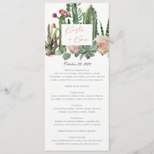IVORY FLORAL DESERT CACTI WATERCOLOR MENU MARIAGE