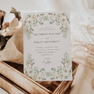 Ivory Floral Garden Elégant Mariage Invitation