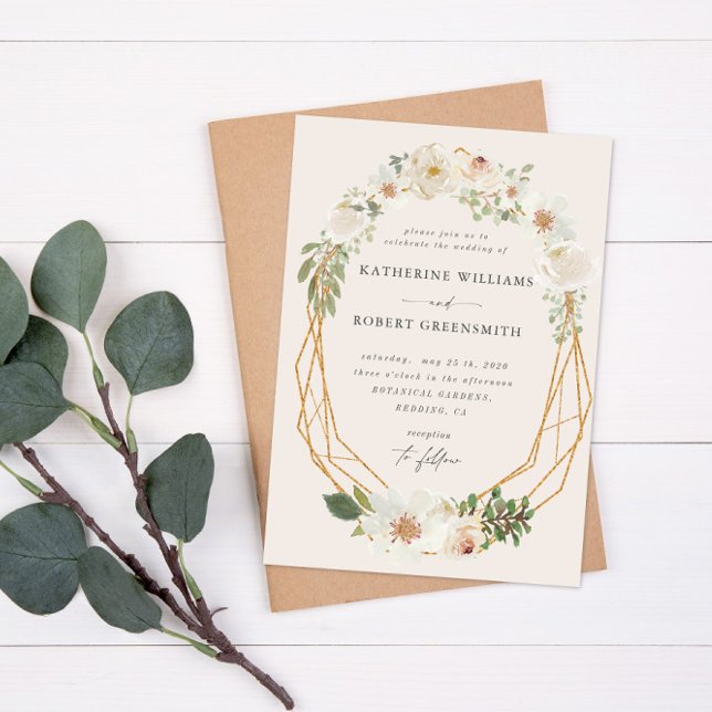 Ivory Floral Garden Elégant Mariage Invitation (Créateur téléchargé)