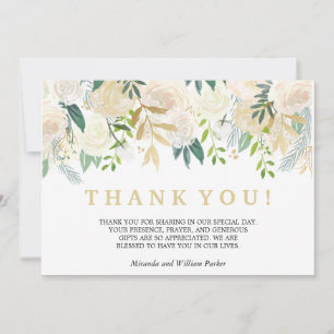 Ivory Floral Rose Merci mariage rose