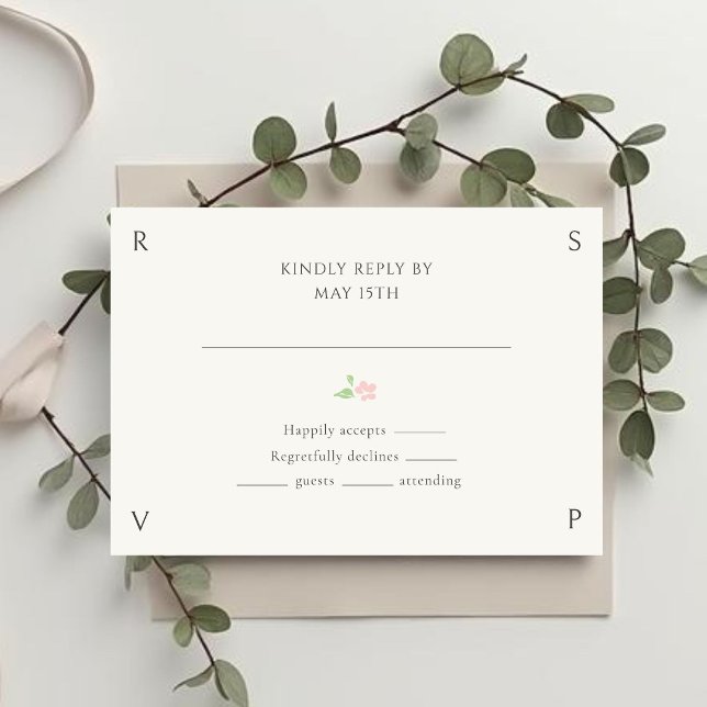 Ivory Floral Rose Wedding RSVP  (Créateur téléchargé)