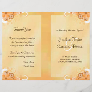 Ivory Gold Floral Élégant Bi-Fold Wedding Programm