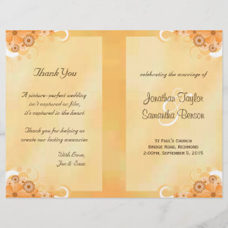 Ivory Gold Floral Élégant Bi-Fold Wedding Programm