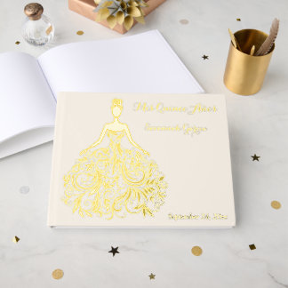 Ivory, Gold FOIL Silhouette Quinceañera Livre d'or