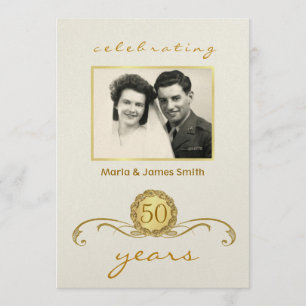 Ivory & Gold - Invitations du 50e anniversaire de 