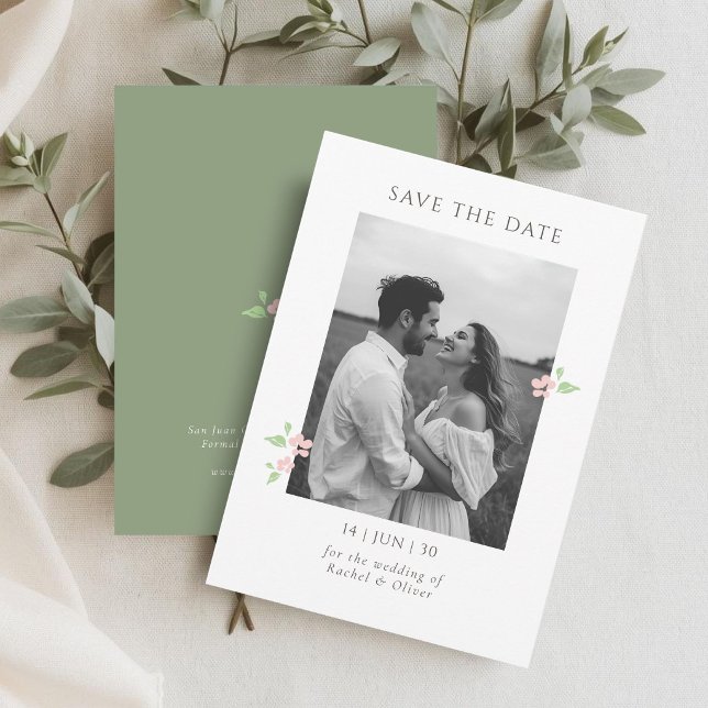 Ivory & Green | Chic Floral Wedding Save the Date (Créateur téléchargé)