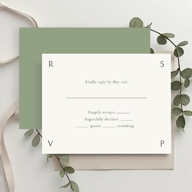Ivory & Green | Floral Rose Mariage RSVP  (Créateur téléchargé)
