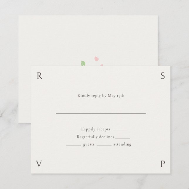 Ivory & Green | Floral Rose Wedding RSVP  (Devant / Derrière)