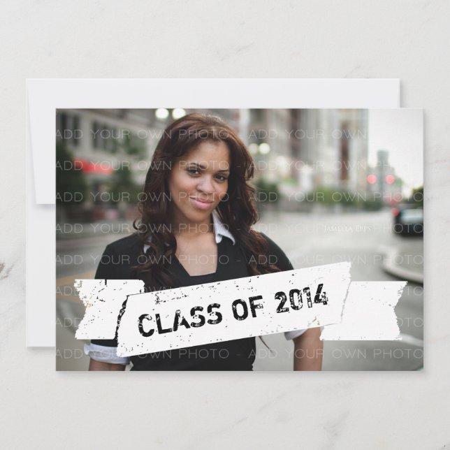 Ivory Grunge Banner Grad Invitation (Devant)