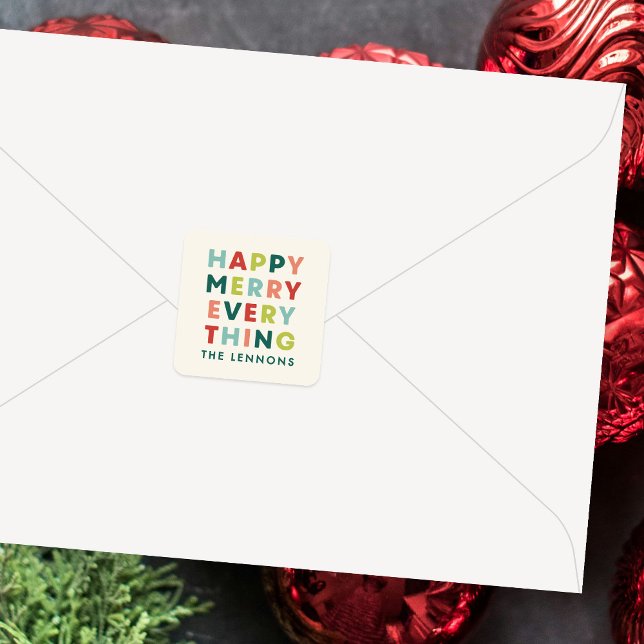 Ivory Happy Merry Everything Christmas Sticker (Créateur téléchargé)