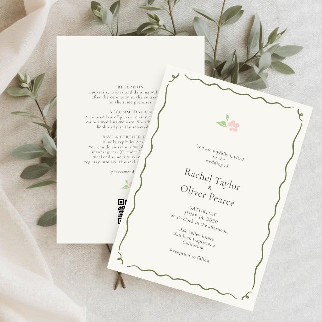 Ivory | Invitation de mariage florale chic et fant (Créateur téléchargé)