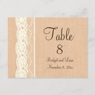 Ivory Lace & Light Burlap Numéro de table