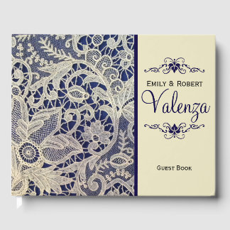 Ivory Lace Marine Bleu Mariage élégant | Livre d'i