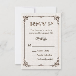 Ivory Linen Cadre Vintage RSVP Réponse