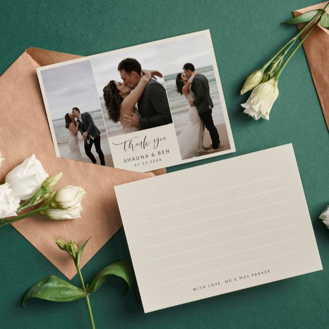 Ivory Linked Back 3 Photo Collage Mariage Merci (Créateur téléchargé)