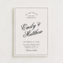 Ivory Modern Script Wedding Invitation
