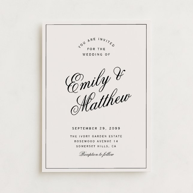 Ivory Modern Script Wedding Invitation (Créateur téléchargé)