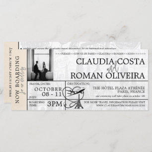 Ivory Paris Mariage Boarding Pass Invitation