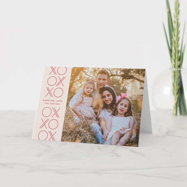 Ivory Pink Geometry XO Valentine's Day Carte photo (Devant)