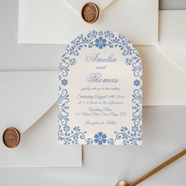Ivory Powder Blue Whimsical Wedding Invitation (Créateur téléchargé)